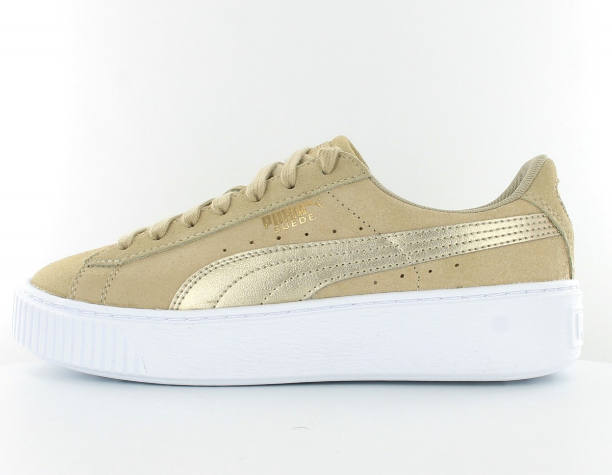 Puma Suede Platform Safari Beige-Blanc