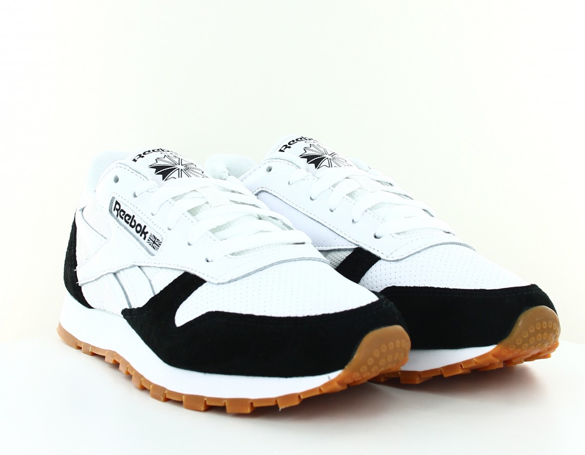 Reebok CL leather mu blanc noir gomme