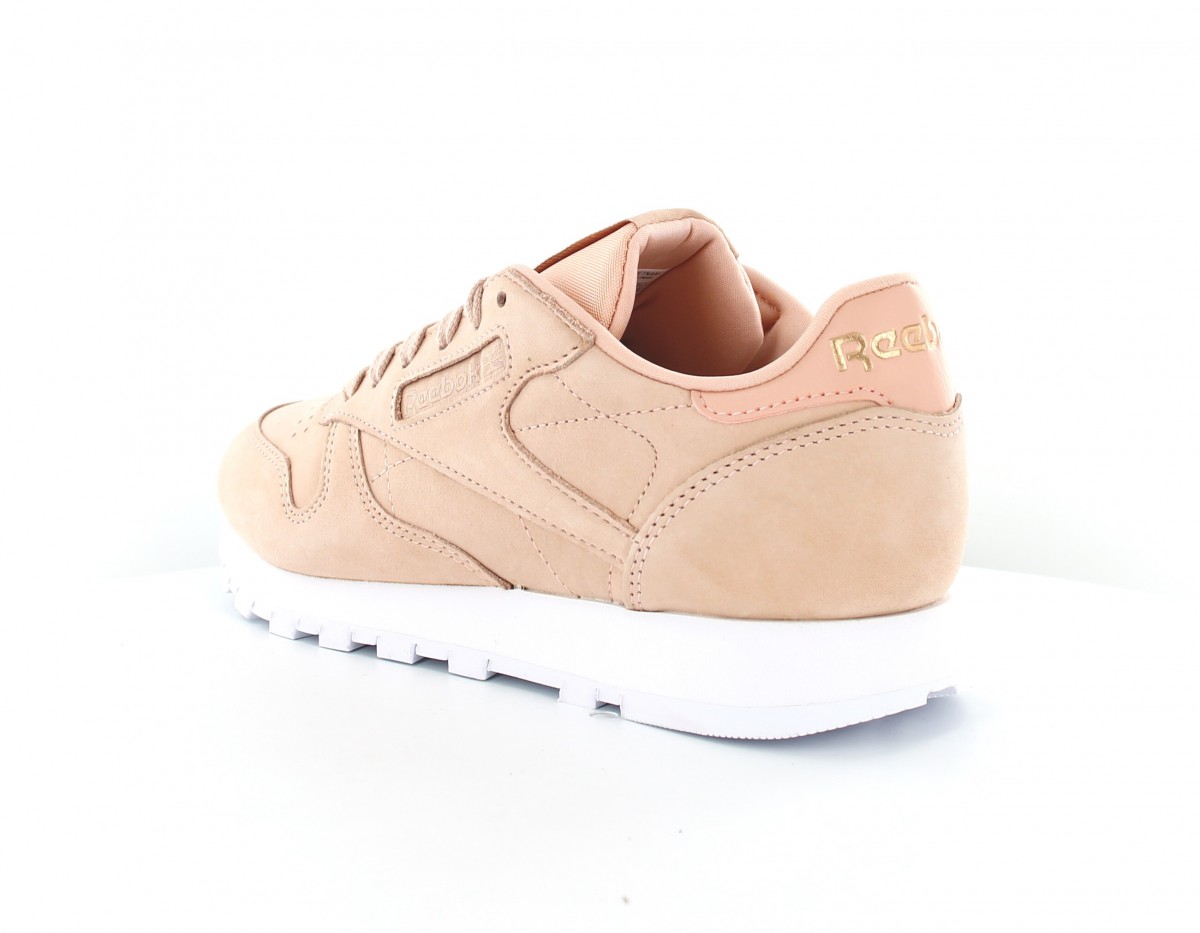 Reebok CL leather nude Rose rose blanc