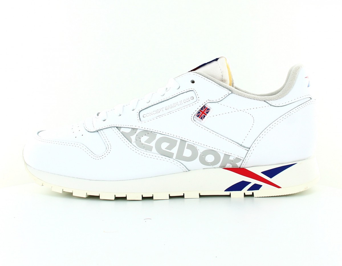 Reebok CL leather vector blanc bleu rouge