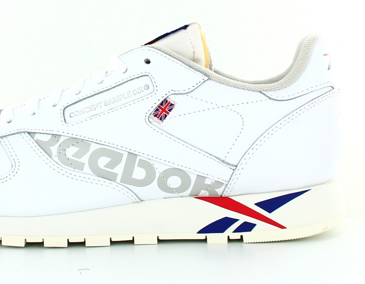 Reebok CL leather vector blanc bleu rouge