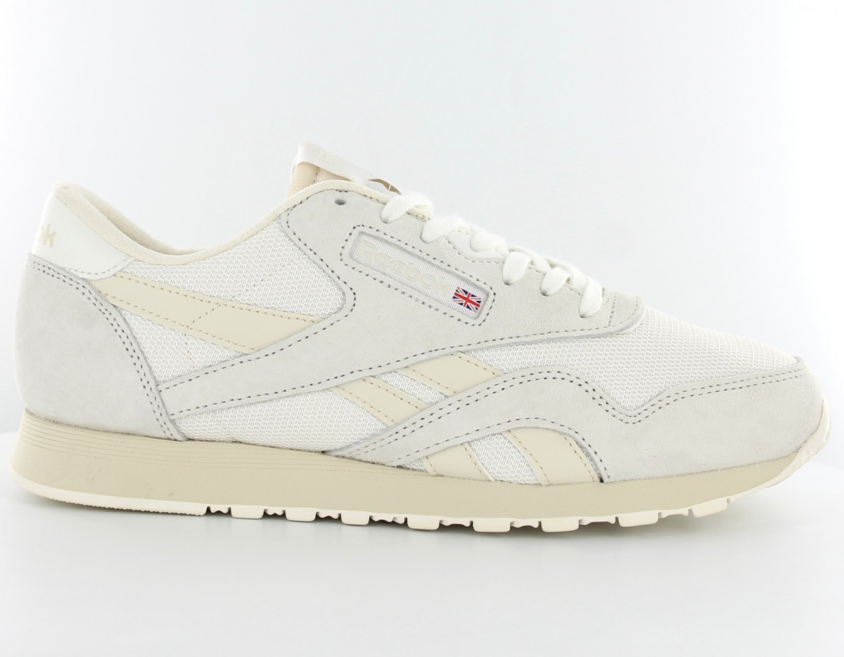 Reebok CL nylon blanc-gris-crème