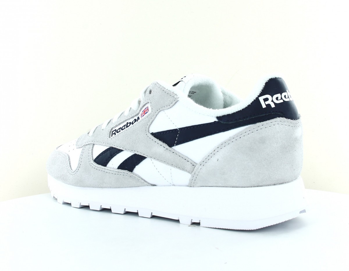 Reebok Classic leather blanc gris bleu marine