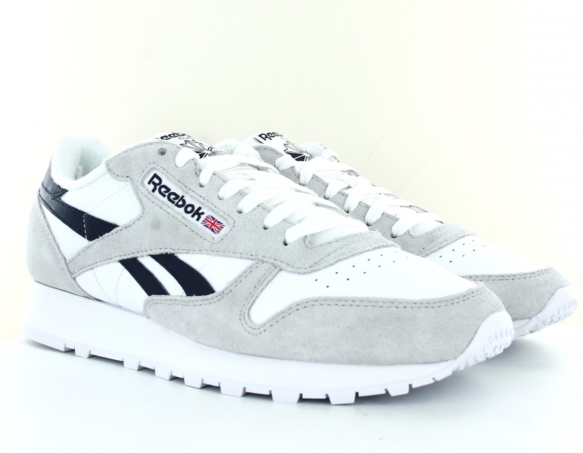 Reebok Classic leather blanc gris bleu marine