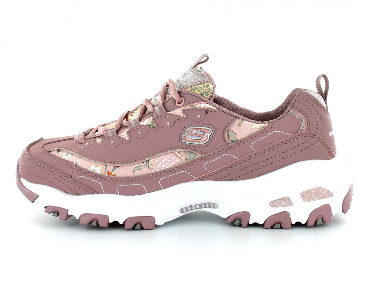 Skechers D lites floral days Mauve blanc