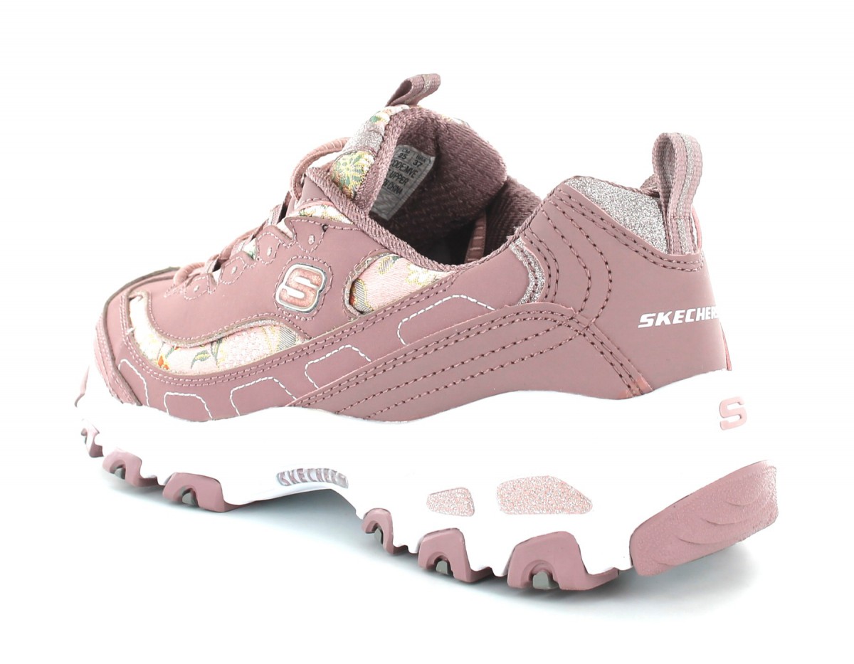 Skechers D lites floral days Mauve blanc