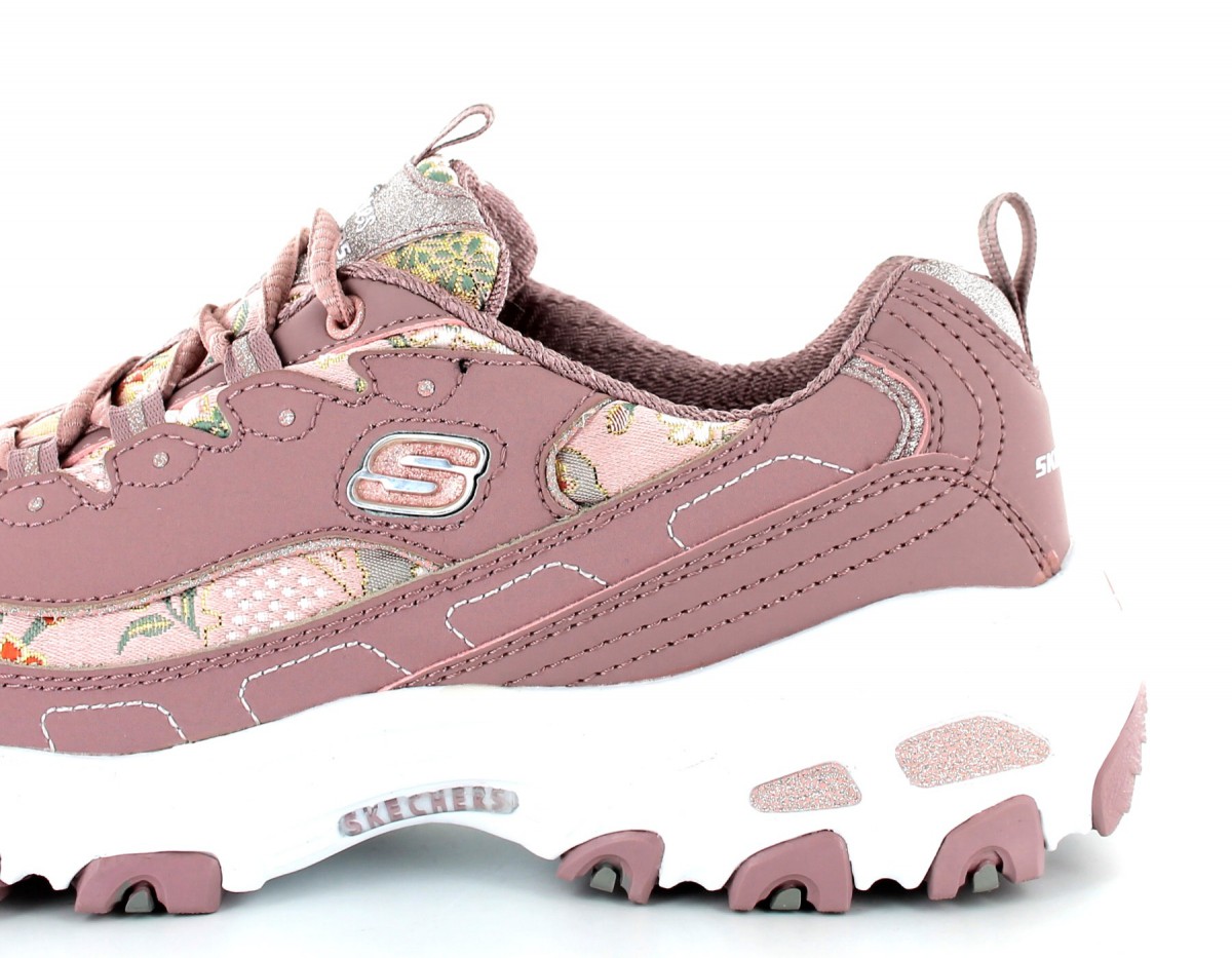 Skechers D lites floral days Mauve blanc