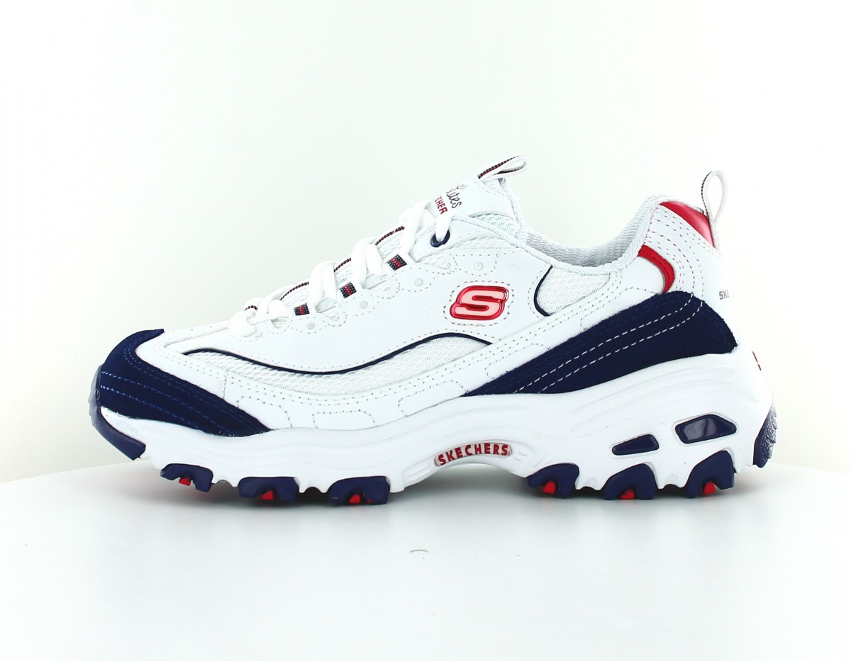 Skechers D lites march forward blanc bleu marine rouge