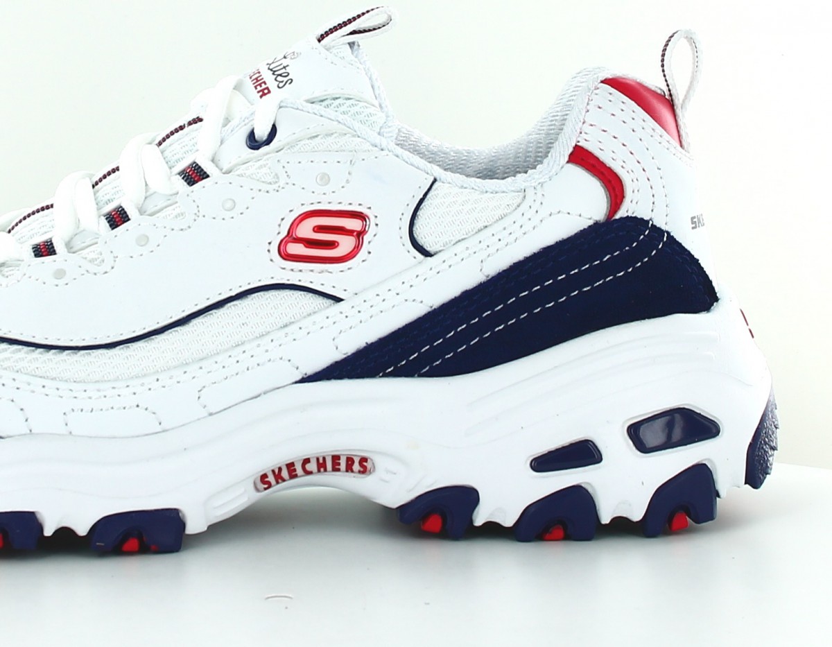 Skechers D lites march forward blanc bleu marine rouge