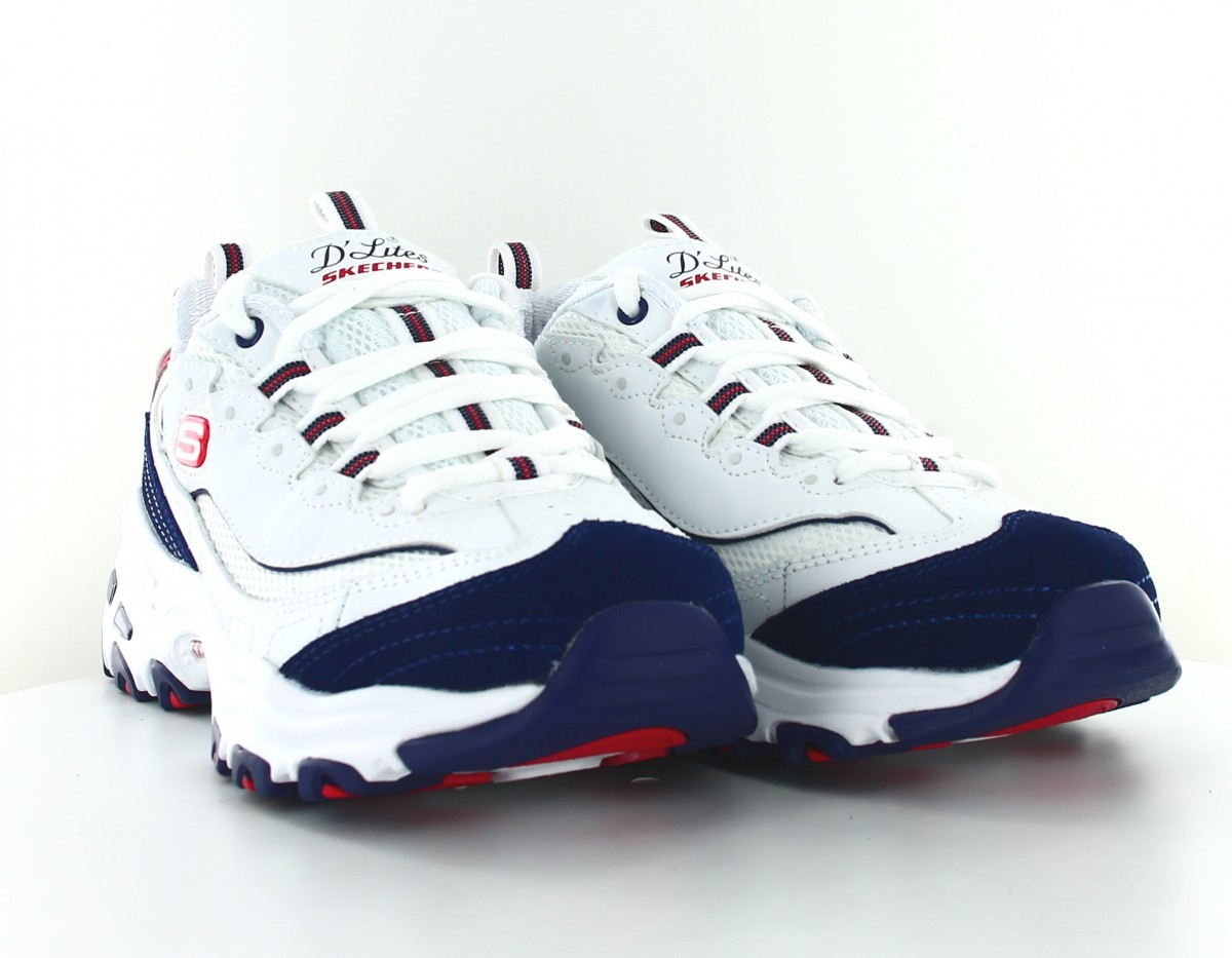 Skechers D lites march forward blanc bleu marine rouge