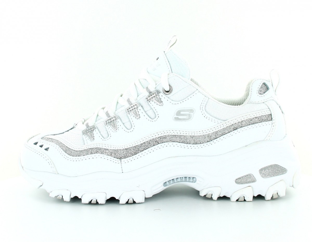 Skechers D lites paillette Blanc-argent