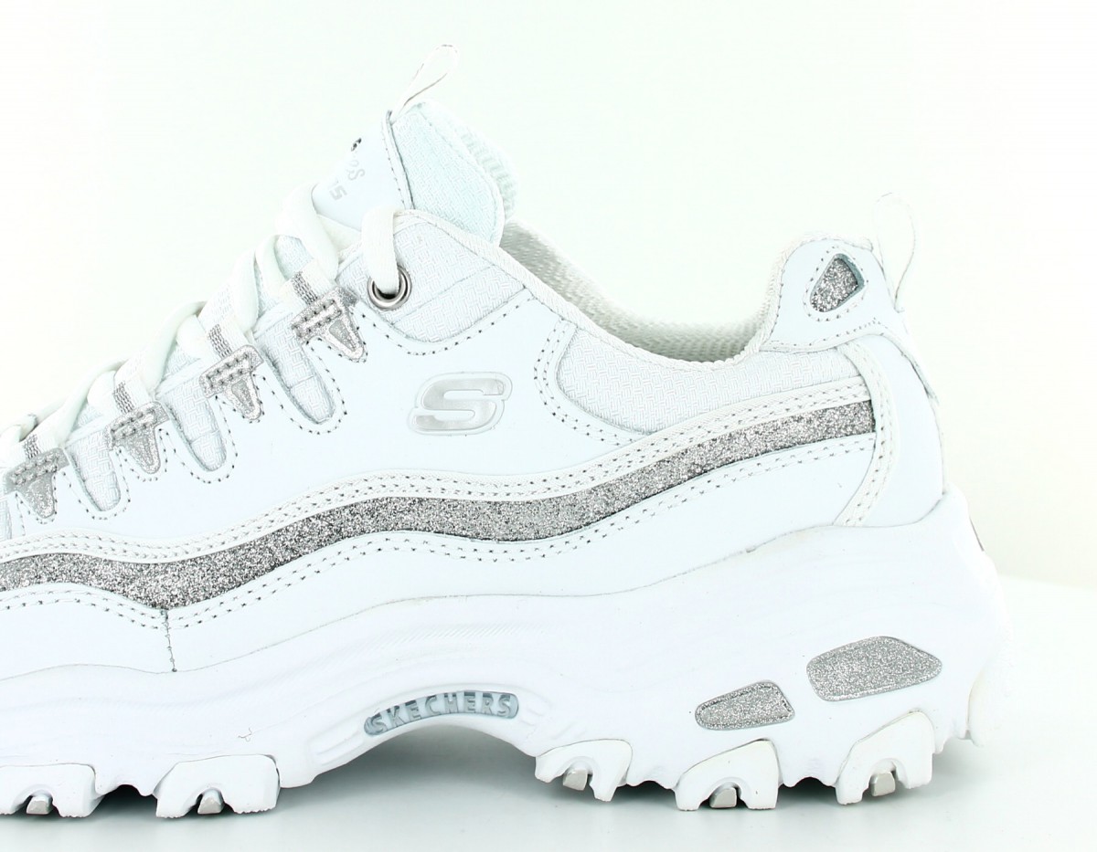 Skechers D lites paillette Blanc-argent