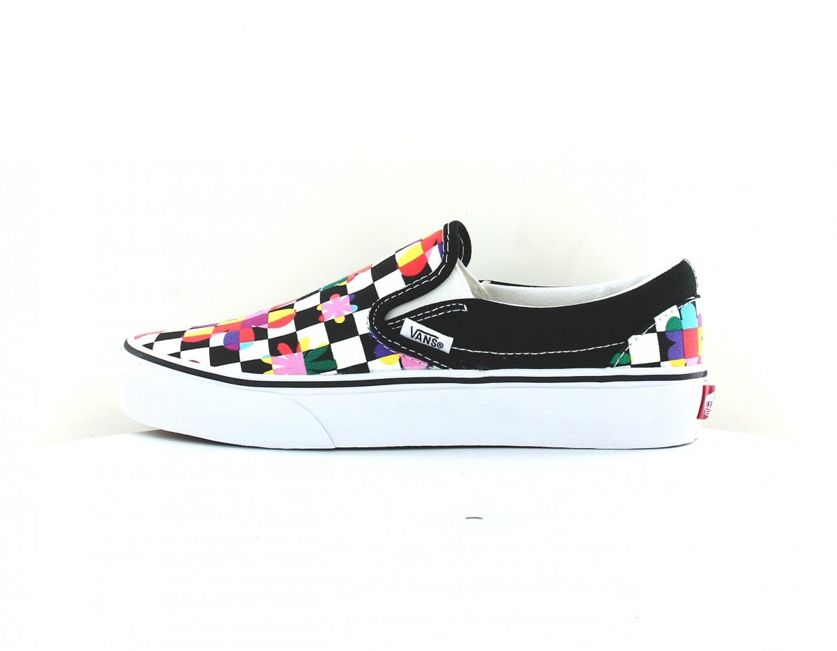 Vans Classic slip-on floral checkboard noir blanc floral