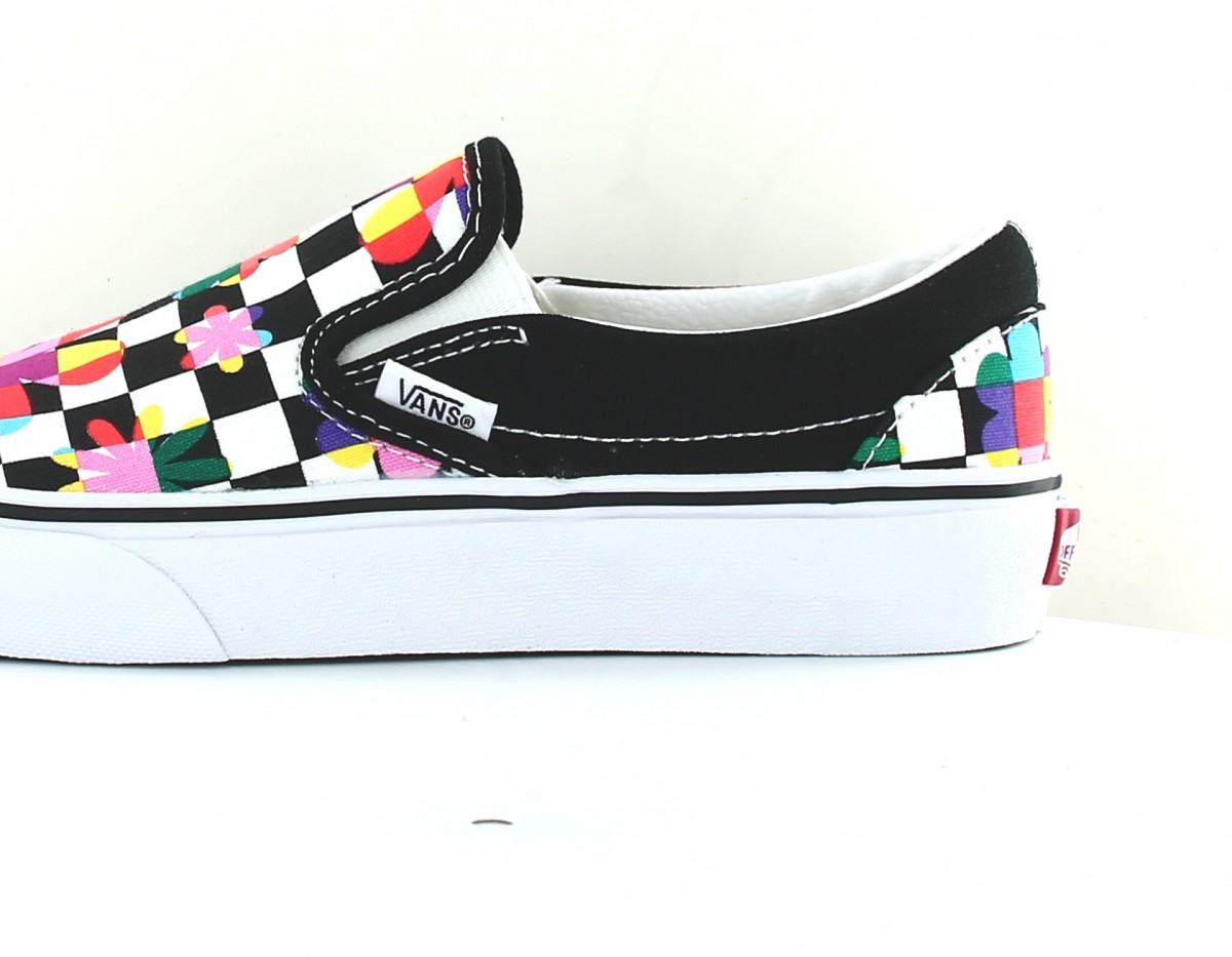 Vans Classic slip-on floral checkboard noir blanc floral