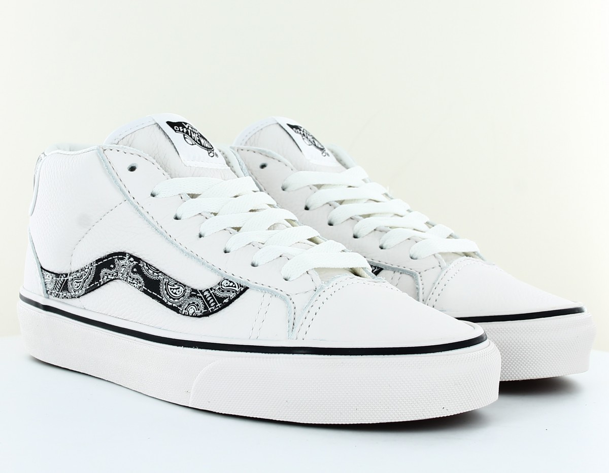 Vans Mid Skool 37 blanc bandana noir