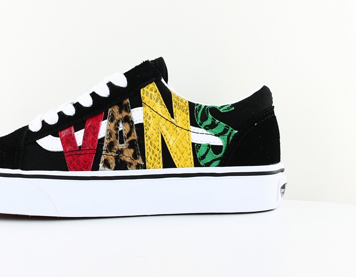 Vans Old skool multi animal noir blanc rouge jaune vert animal