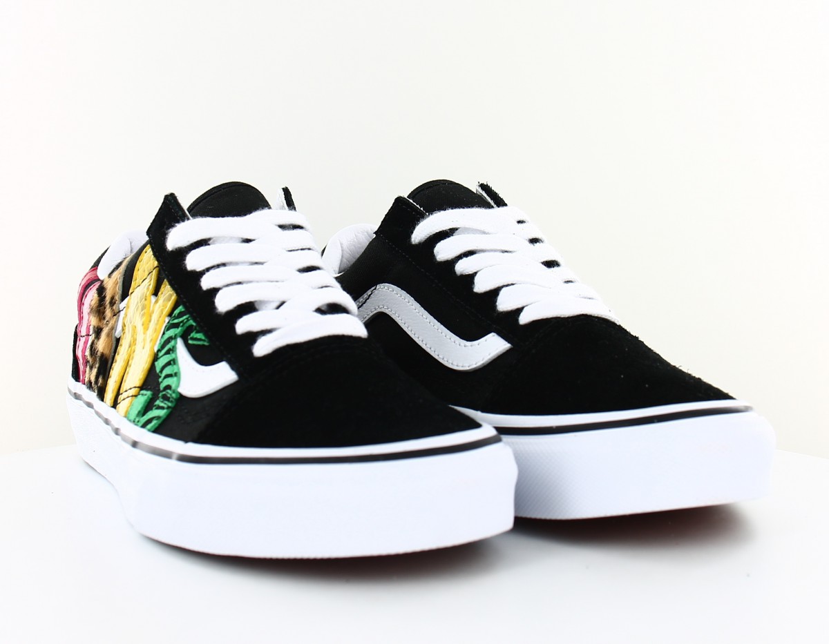 Vans Old skool multi animal noir blanc rouge jaune vert animal