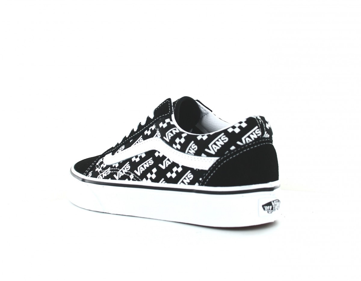 vans old skool white logo black skate shoes