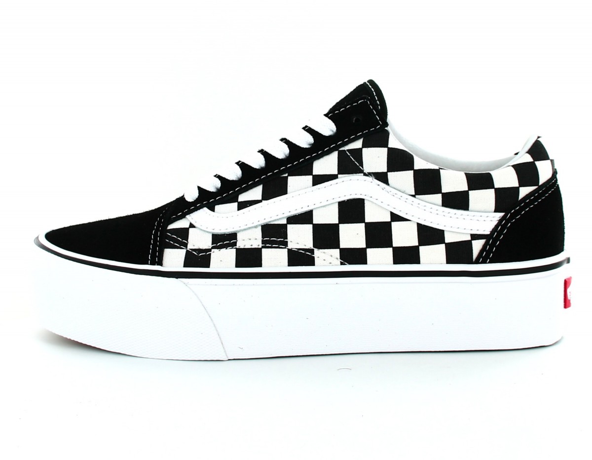 Vans Old Skool platform checkerboard Noir blanc