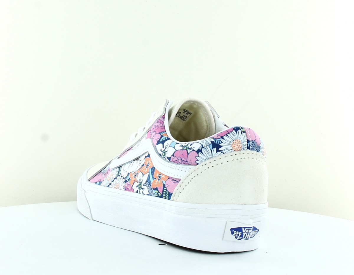 Vans Old skool retro floral blanc rose bleu floral