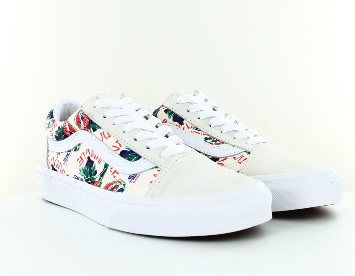 Vans Old Skool spring daze blanc rouge bleu vert