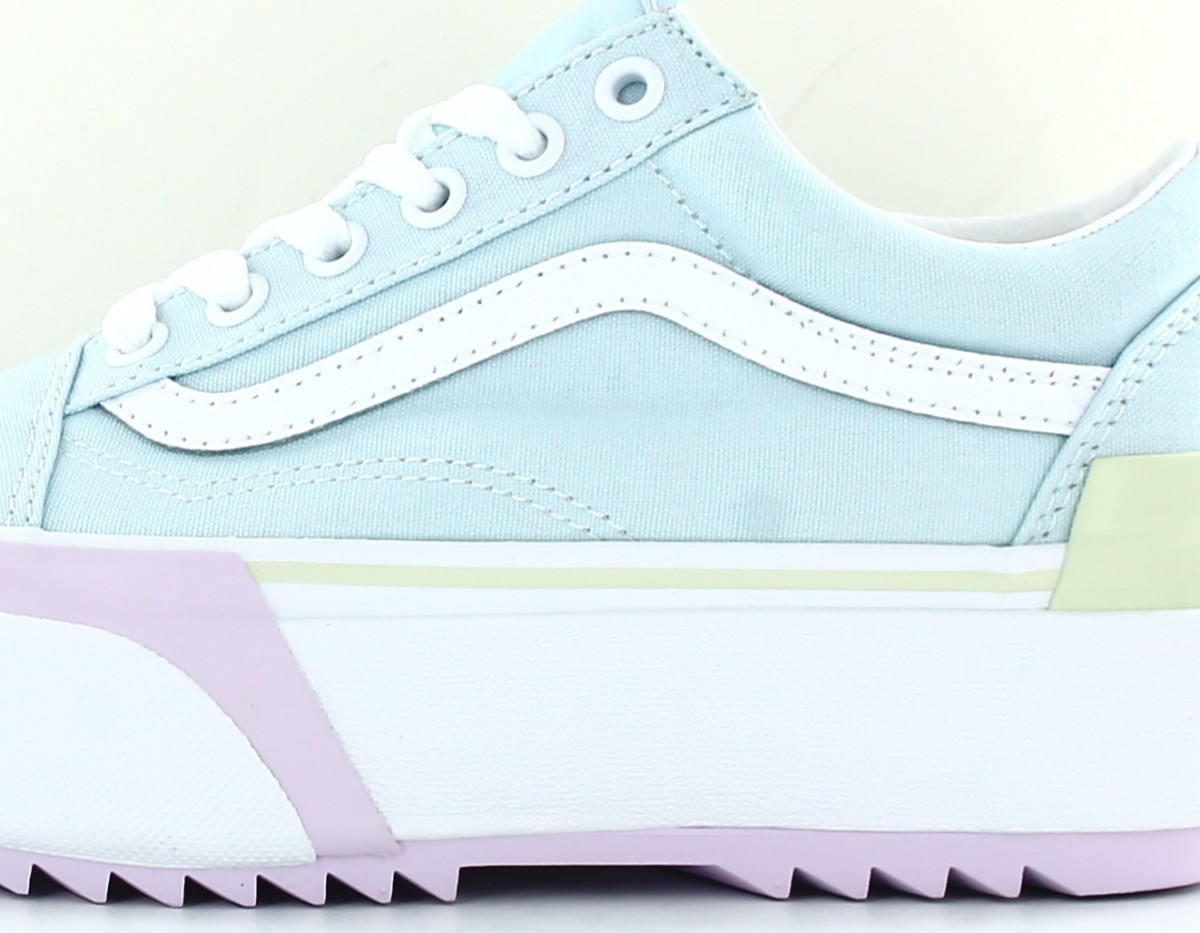 Vans Oldskool stacked pastel bleu pastel blanc jaune rose