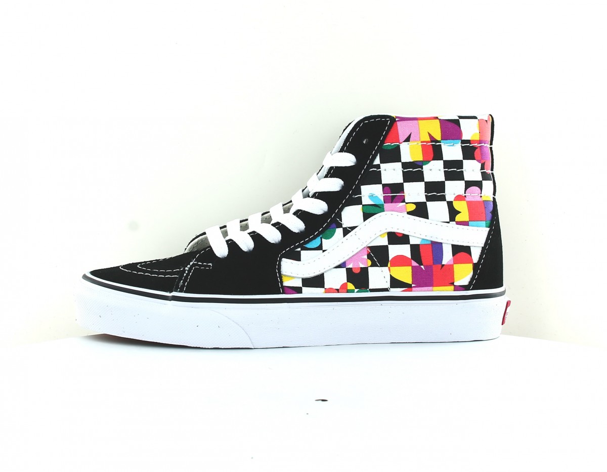 Vans Sk8-hi floral checkerboard noir floral checkerboard