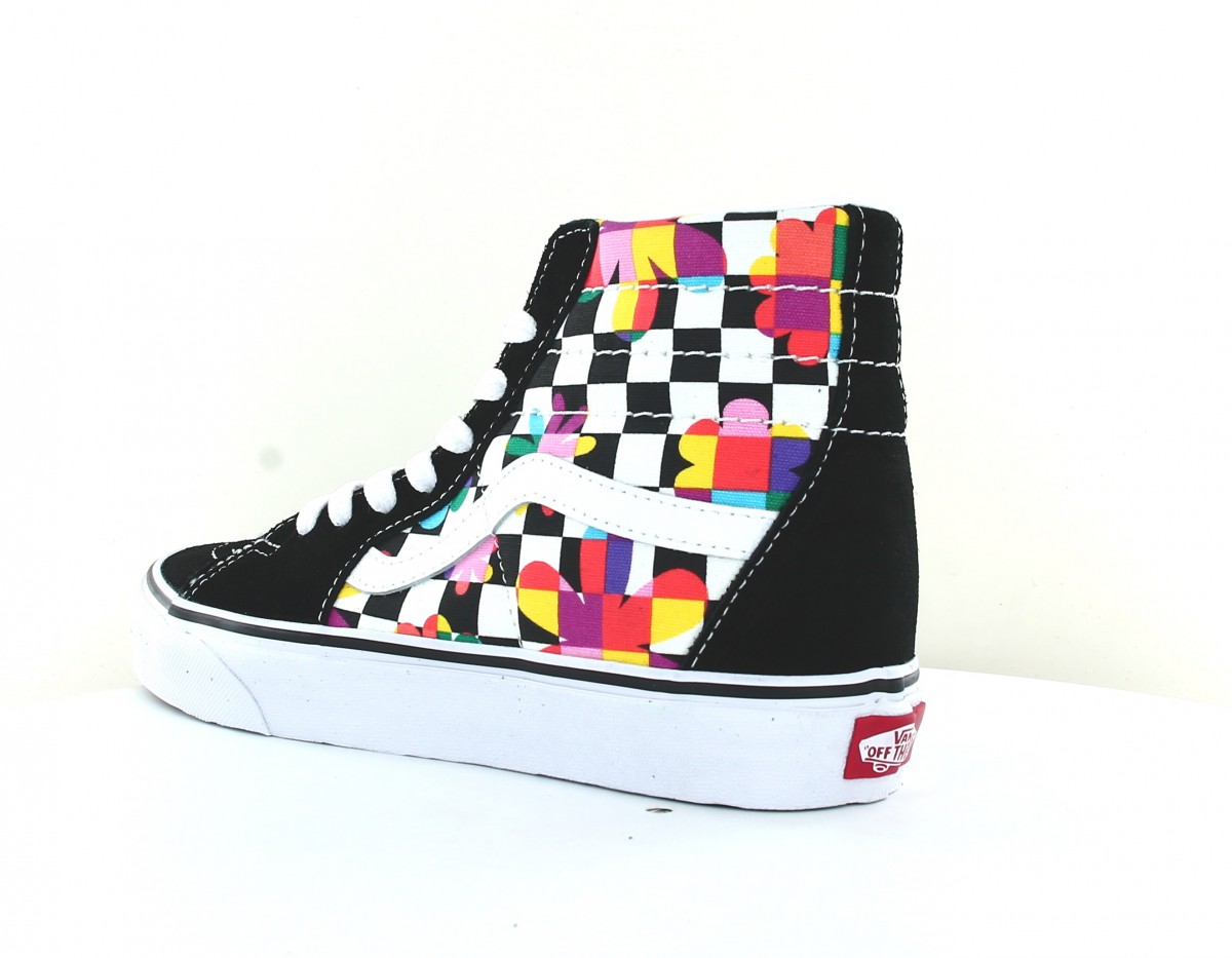 Vans Sk8-hi floral checkerboard noir floral checkerboard