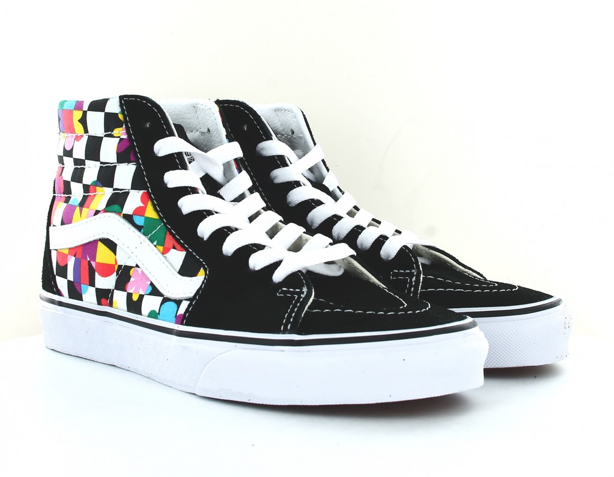 Vans Sk8-hi floral checkerboard noir floral checkerboard