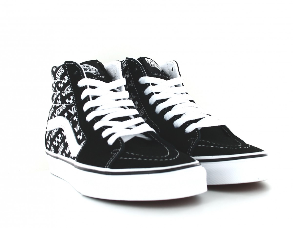 Vans Sk8-hi logo repeat noir blanc