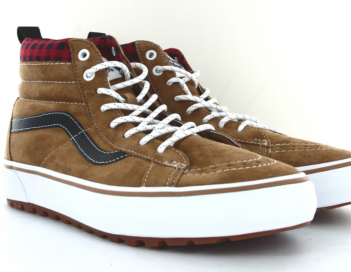 Vans SK8-hi mte 1 winter marron noir blanc carreaux rouge