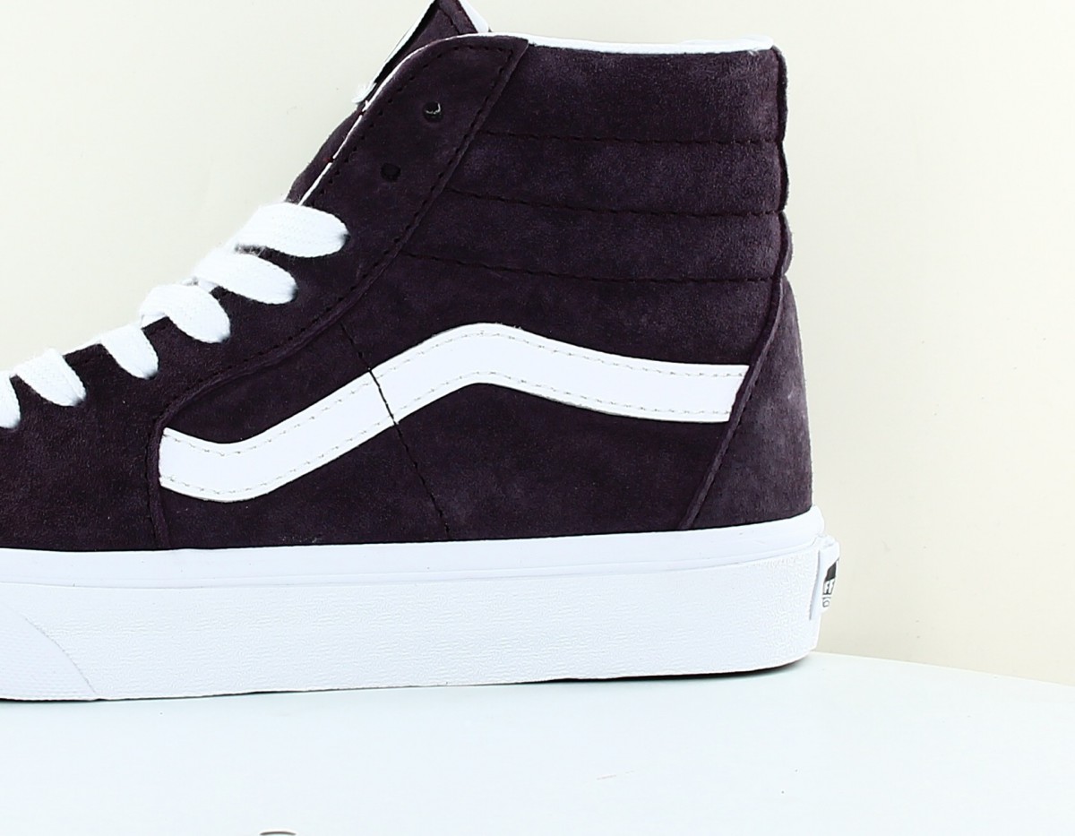 Vans SK8 hi pig suede bordeaux blanc