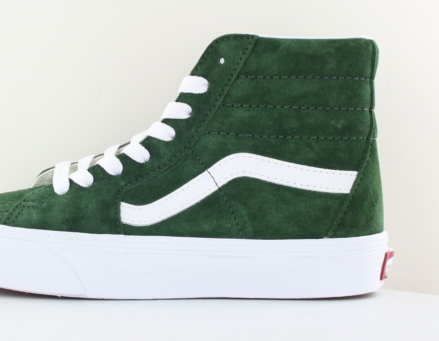 Vans SK8 hi pig suede vert blanc