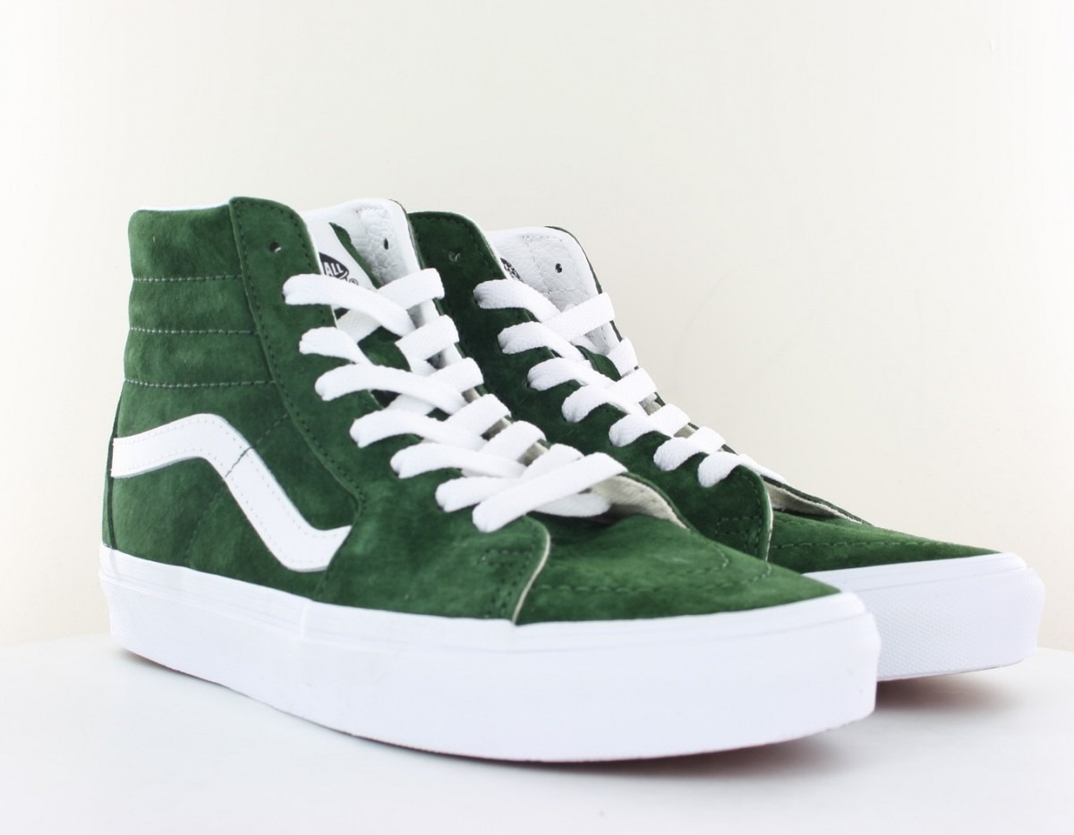 Vans SK8 hi pig suede vert blanc