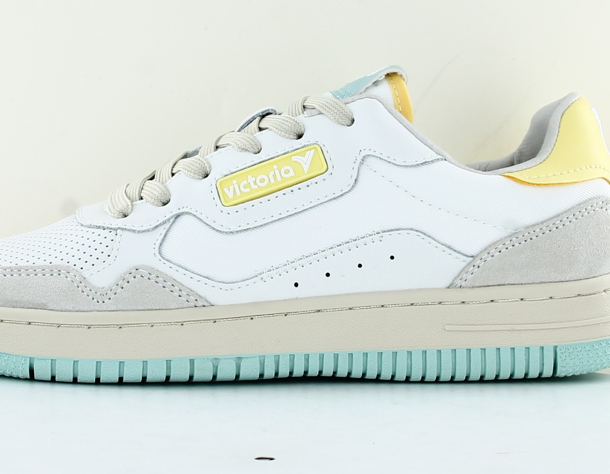 Victoria C80 zero classic retro sneaker blanc bleu turquoise jaune