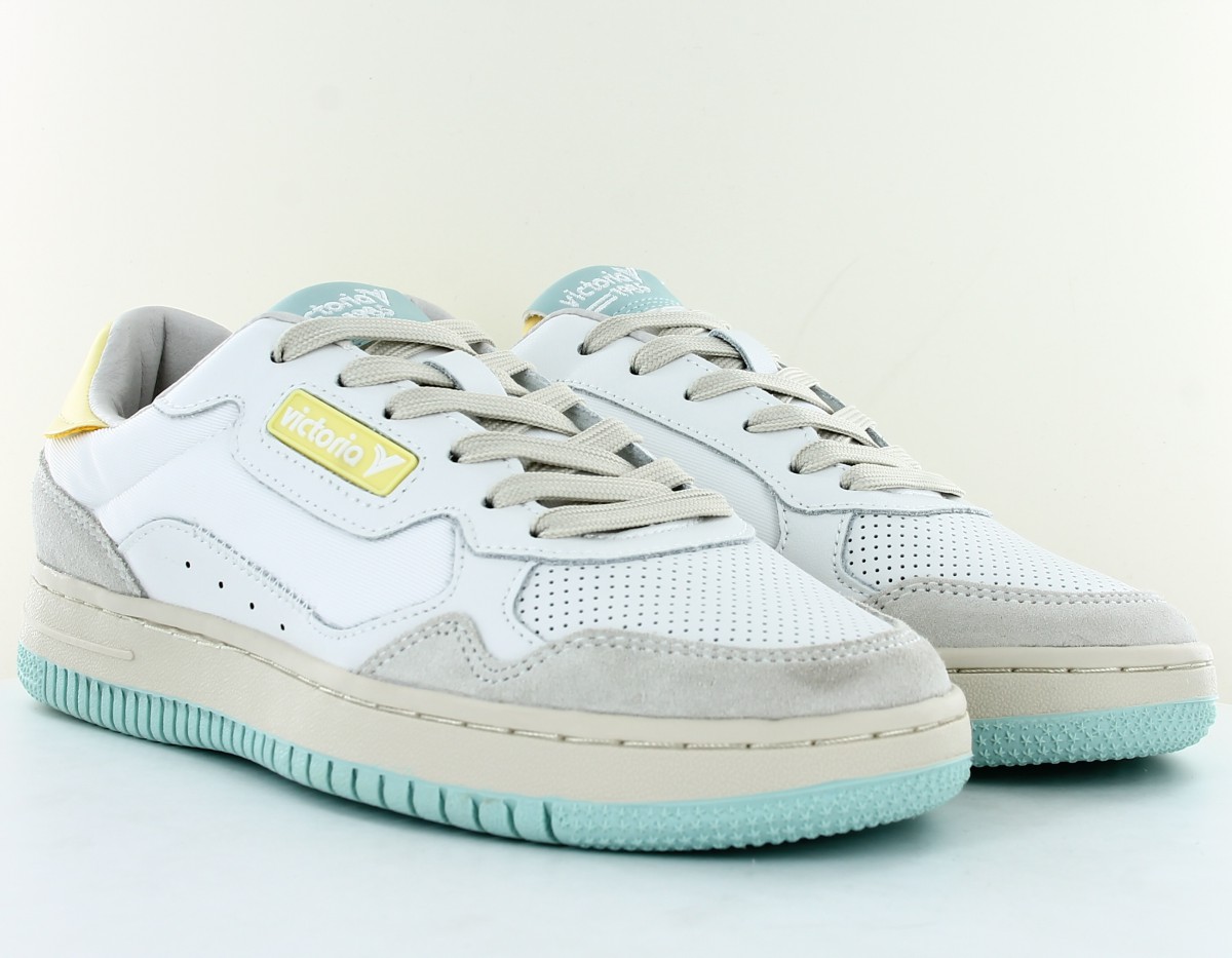 Victoria C80 zero classic retro sneaker blanc bleu turquoise jaune