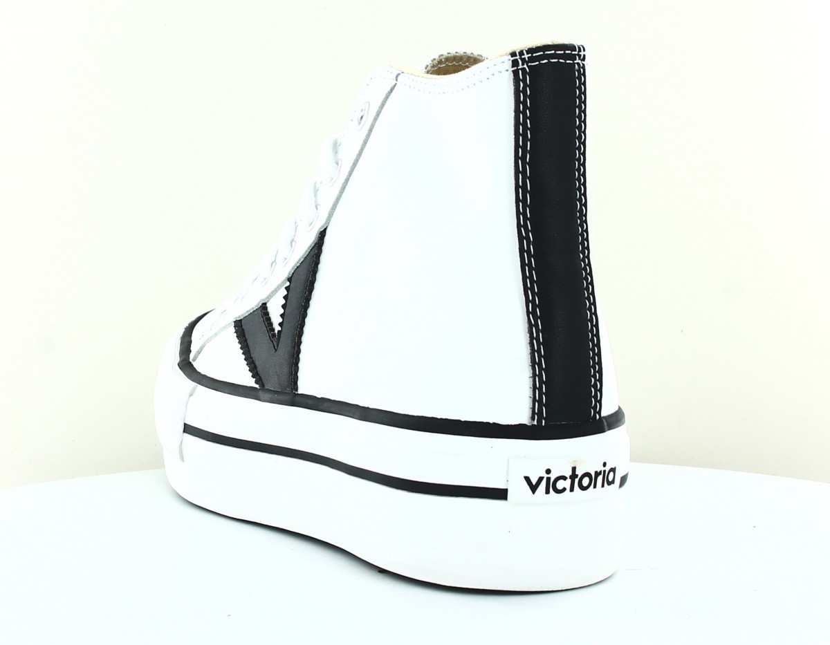 Victoria Tribu doble botin efecto piel haute blanc noir