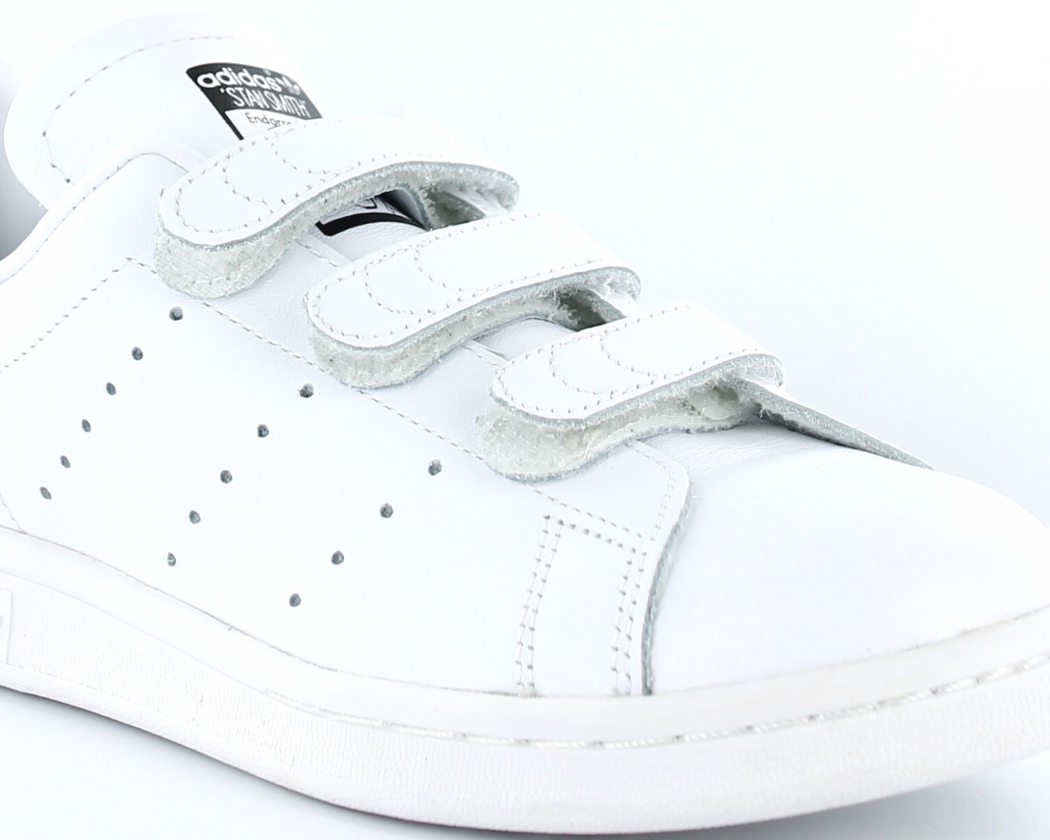 adidas originals baskets stan smith blanches détail serpent et scratchs