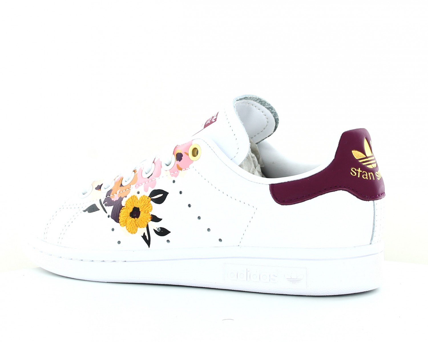 Melódico Abandonar En cualquier momento Adidas Stan smith femme Blanc bordeaux floral multicolor