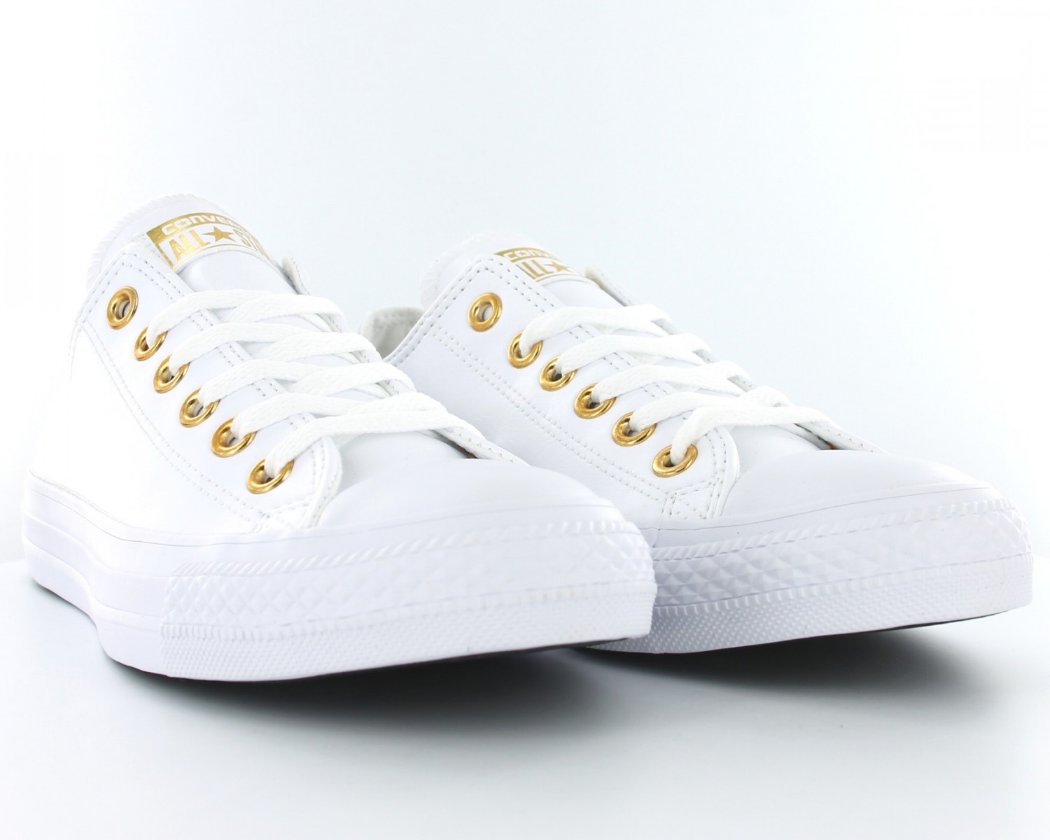 converse cuir blanche et or