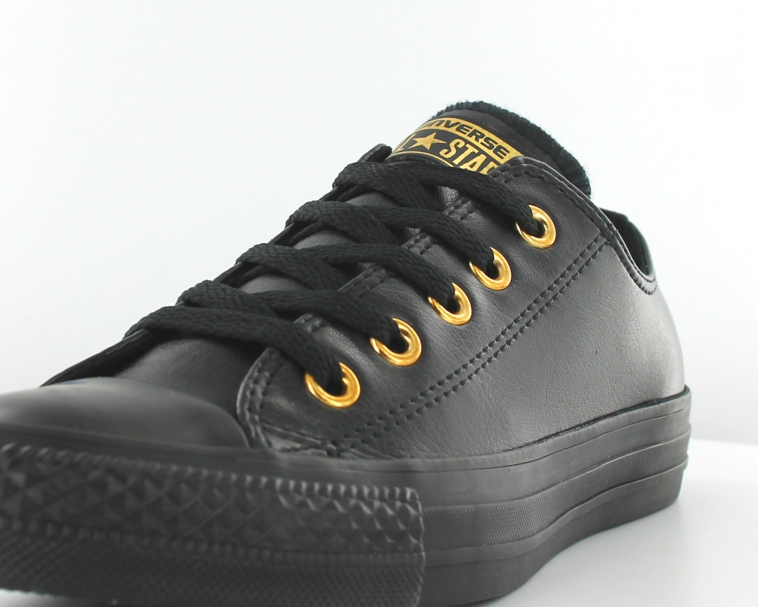 Converse Allstar Basse Cuir Noir Or