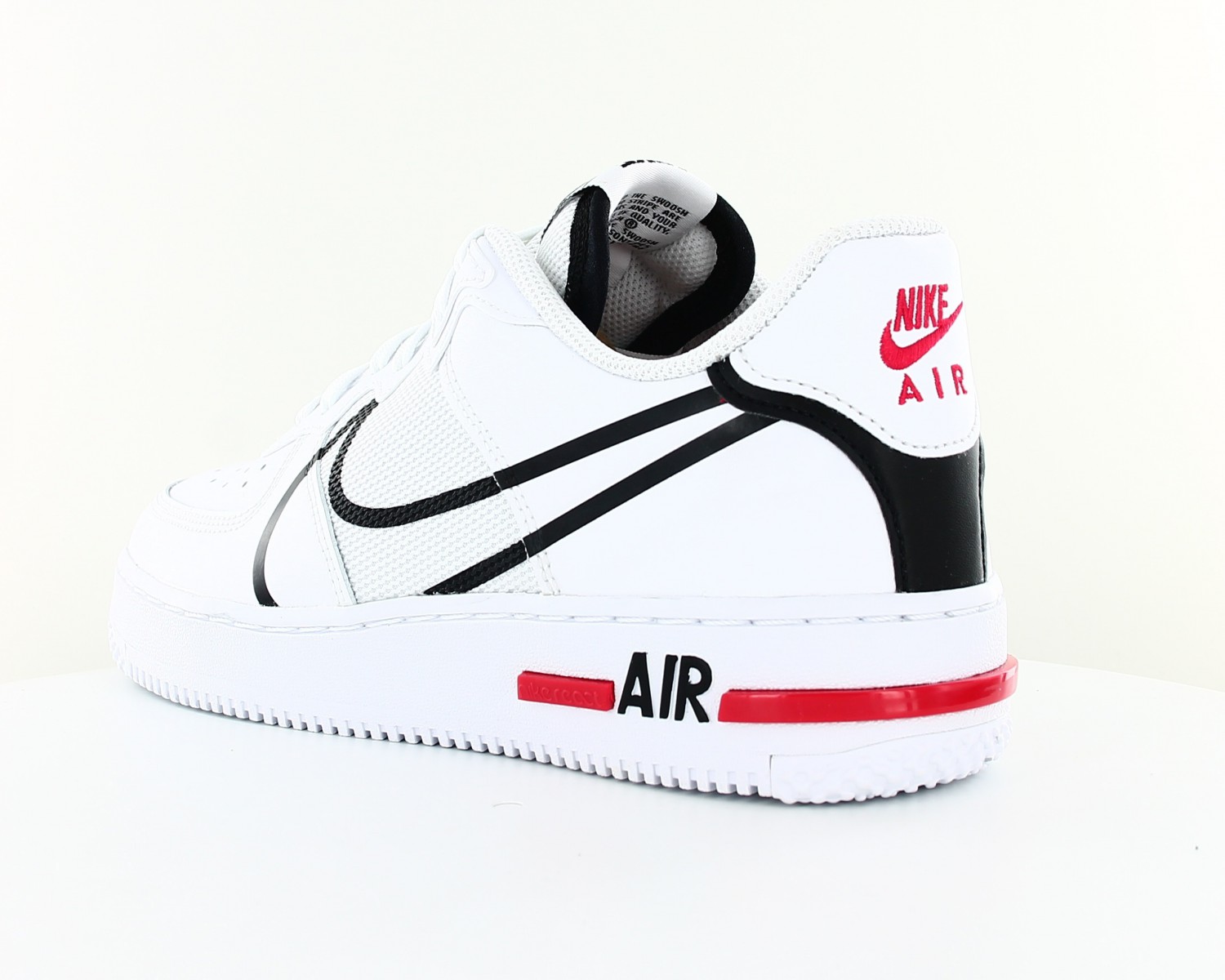 Nike Air force 1 react Blanc noir rouge CD4366-100