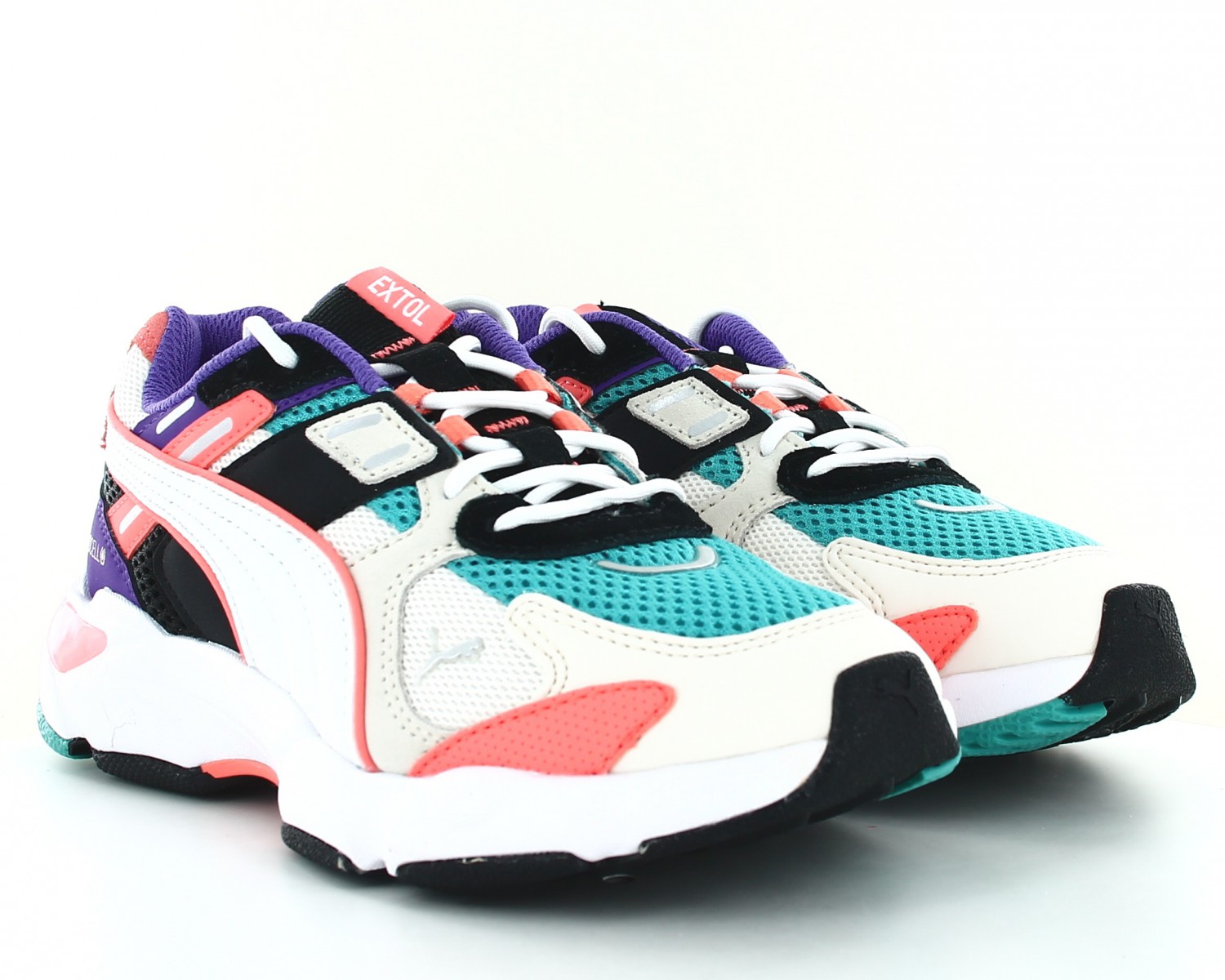 Puma LQD cell extol Blanc noir orange violet turquoise 373442-04