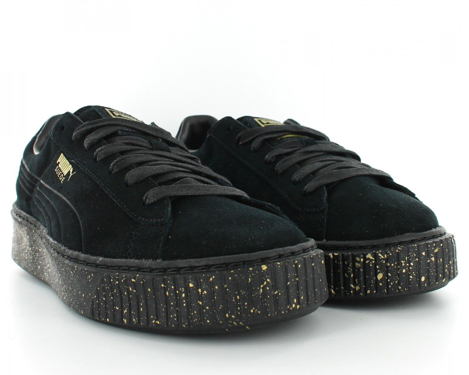 chaussures puma suede platform speckle black noir